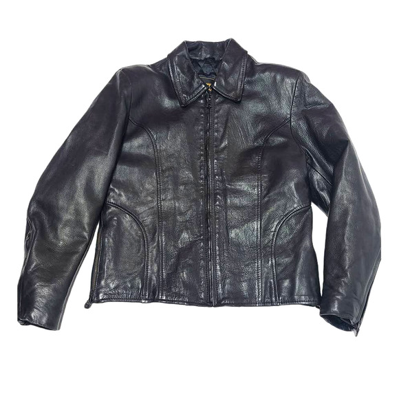 Unik Jackets & Blazers - Unik ultra women's large black leather motorcycle jacket